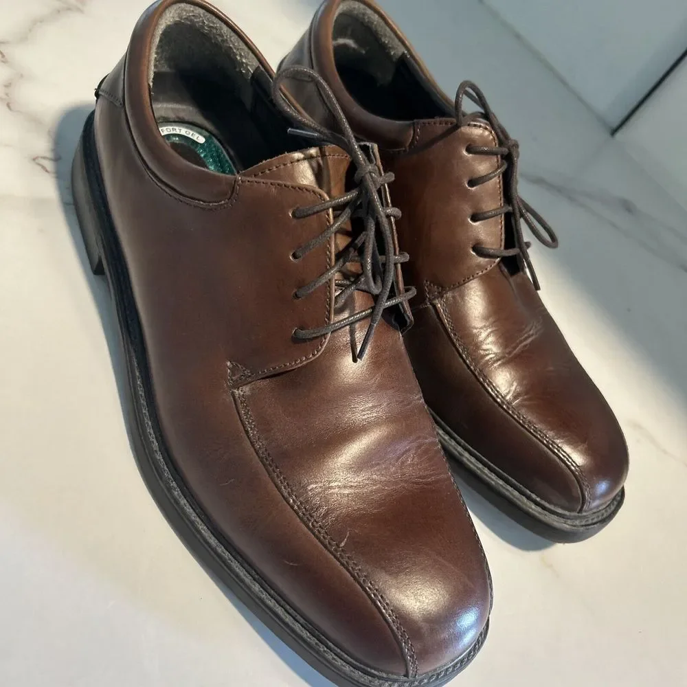 Nunn Bush Comfort Gel Marcell Bicycle Toe Oxford Brown Leather Men's Shoes 9.5M